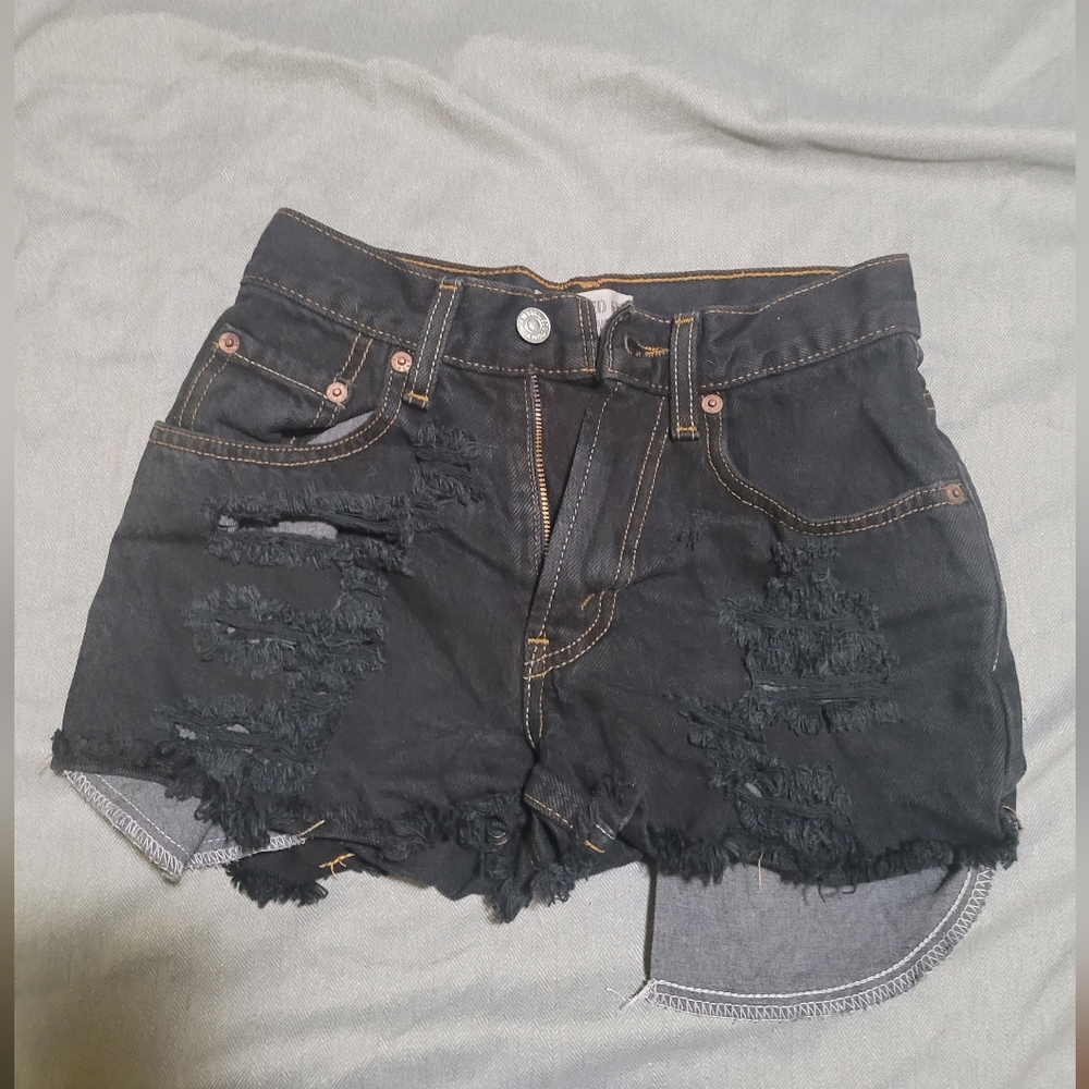 Levi's black ripped shorts